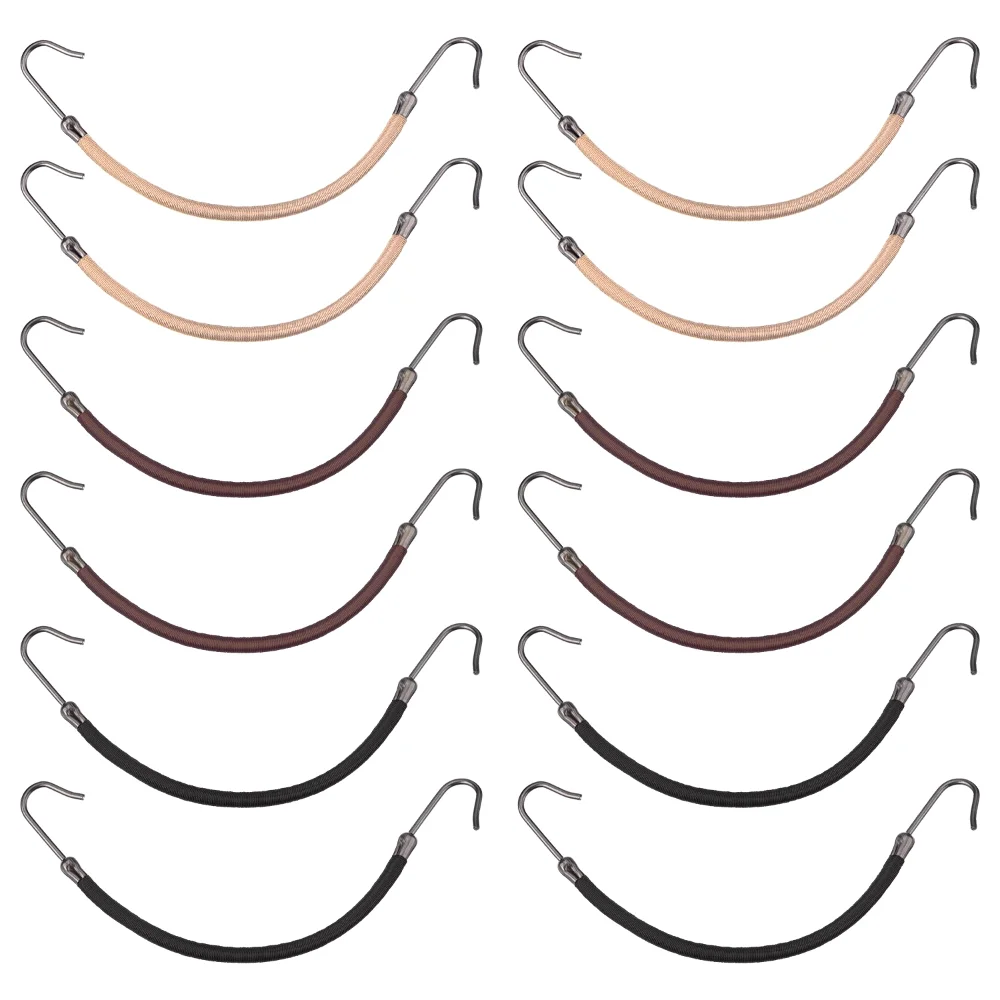 Elastic Ponytail Hooks, 15 pcs, Brown
