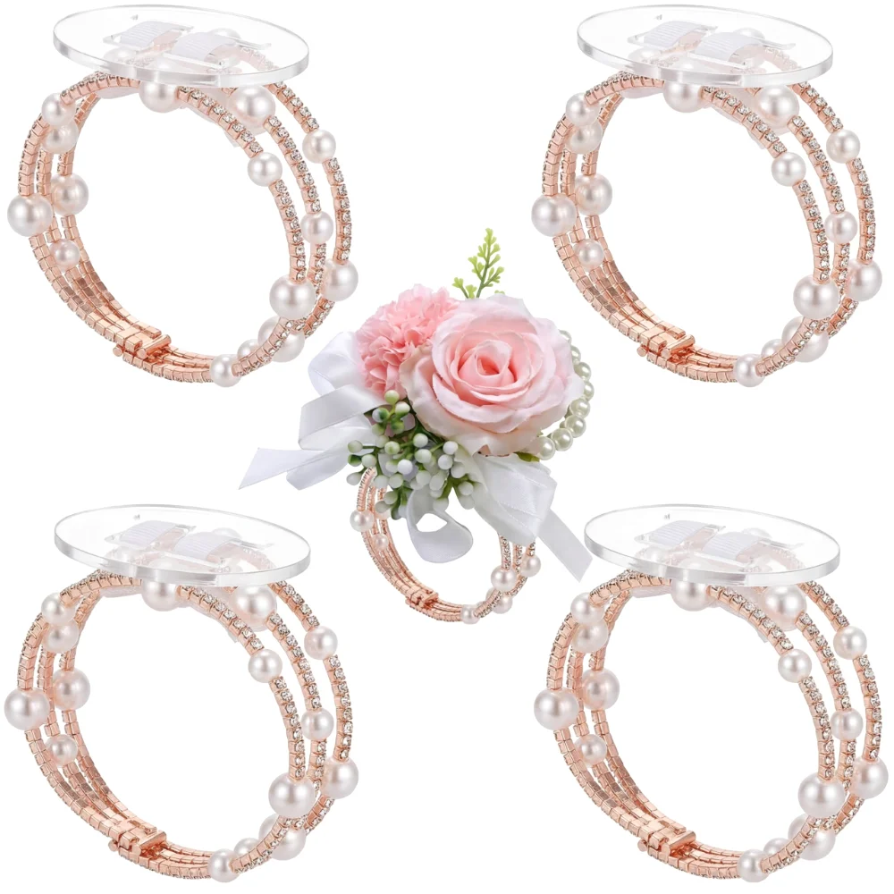 Wrist Corsage Bands, 4 pcs, Gold