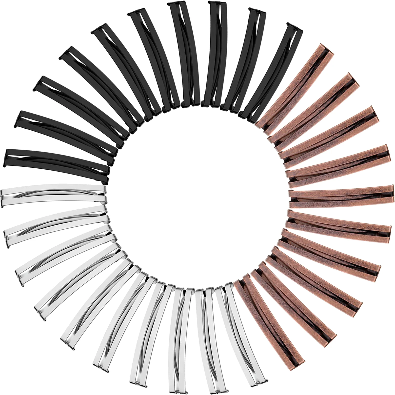 Hair Barrettes, 30 pcs, Brown