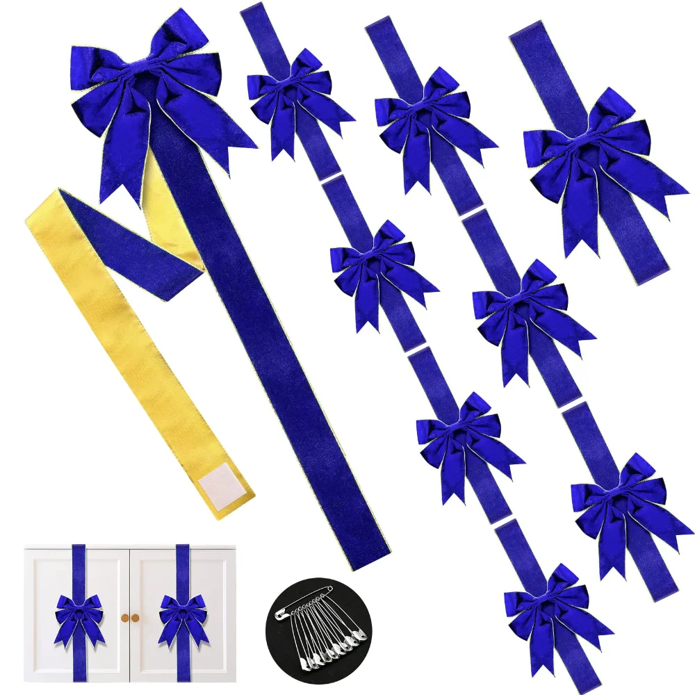 Cabinet Ribbon Bows, set of 8, Blue