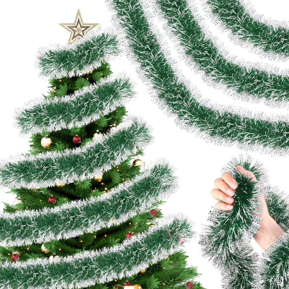 Christmas Tinsel Garland, 164 ft, Green