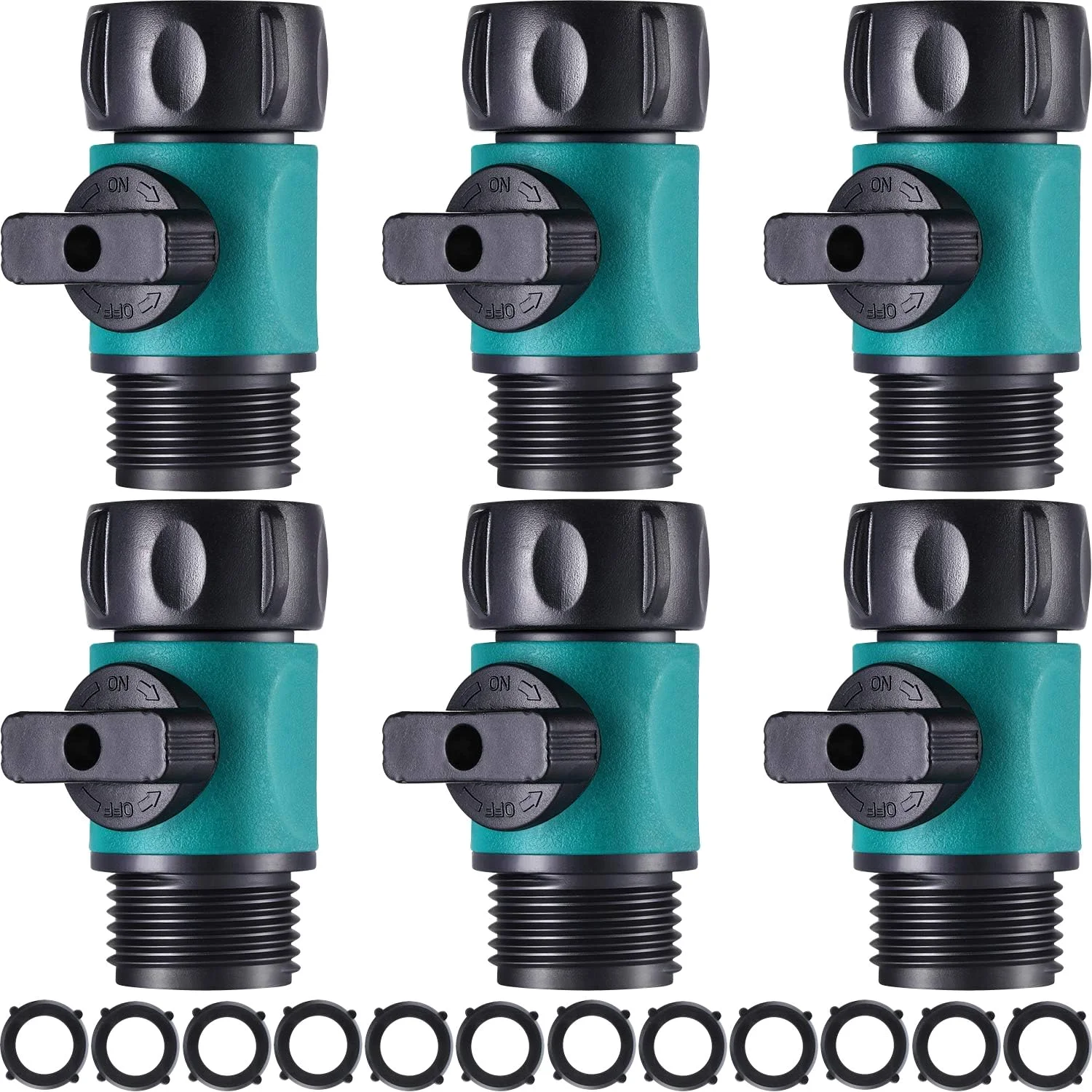 Hose Shut-Off Valves, 6 pcs, Green