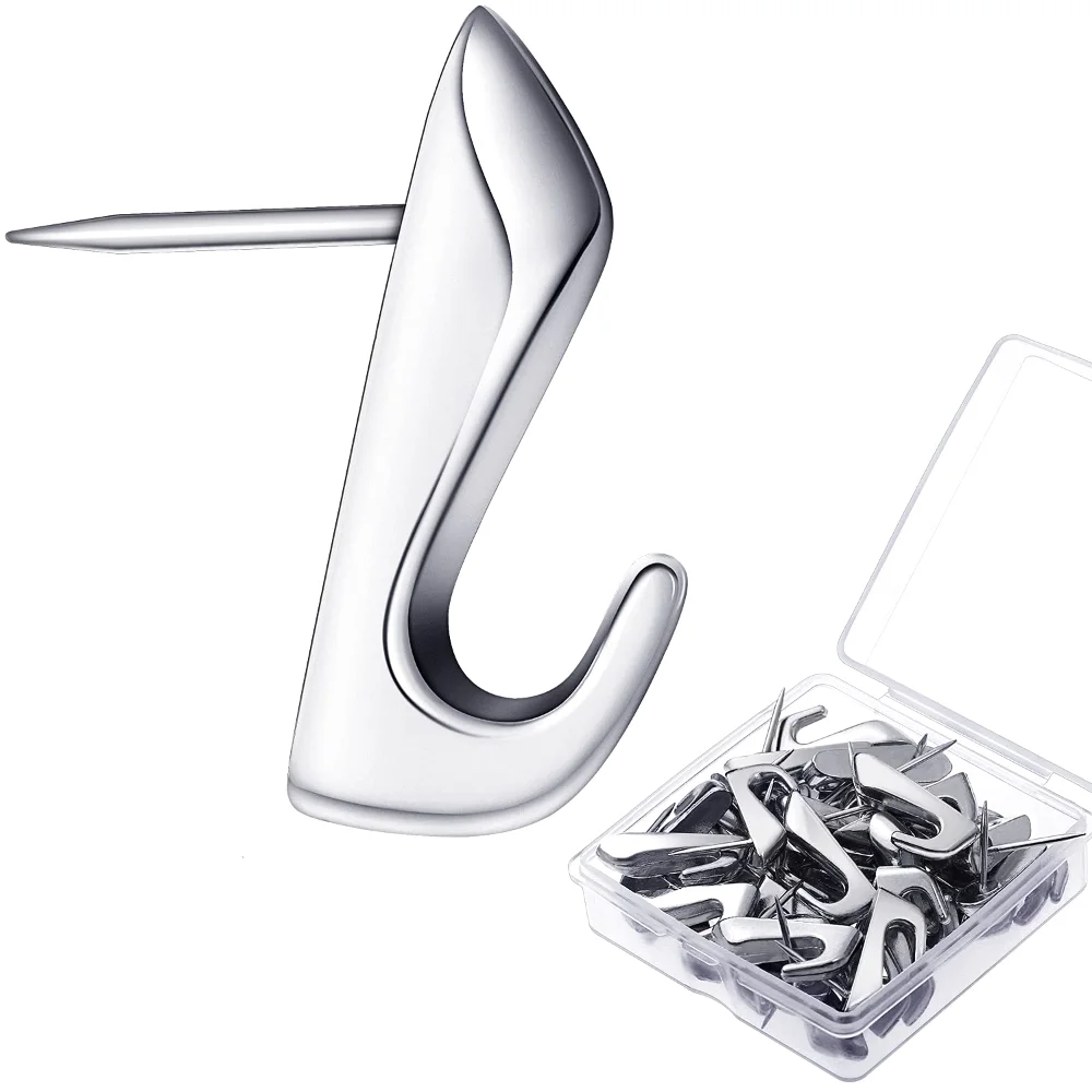 Pin-Hook Picture Hangers, 15 pcs, Silver
