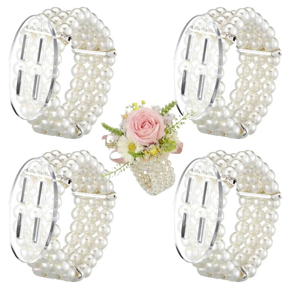 Wrist Corsage Bands, 4 sets, Ivory