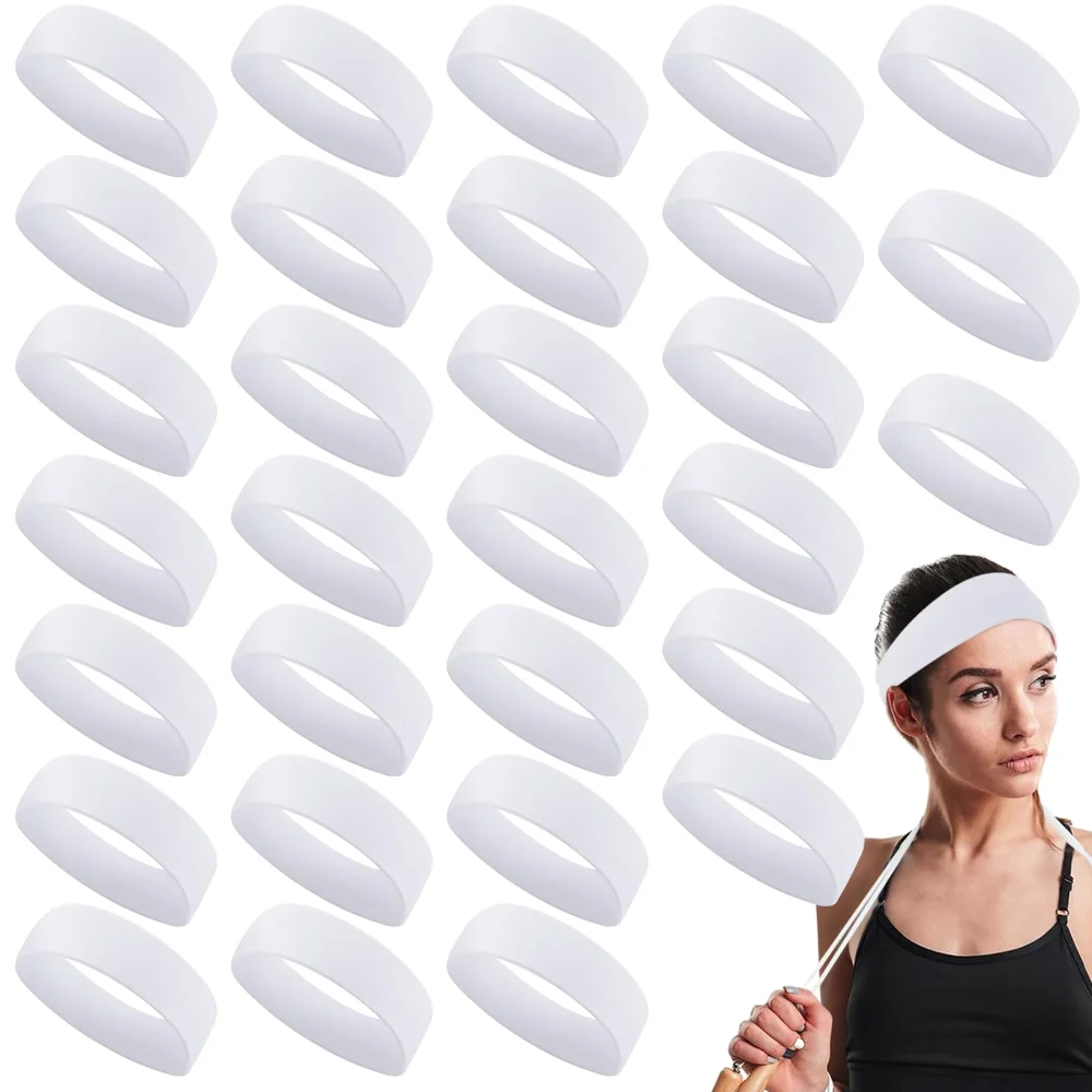 Sport Headbands, 30 pcs, White