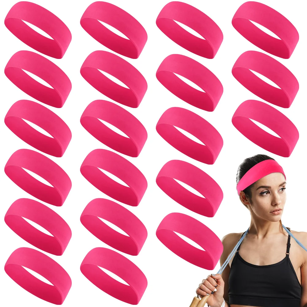 Sport Headbands, 20 pcs, Rose Red